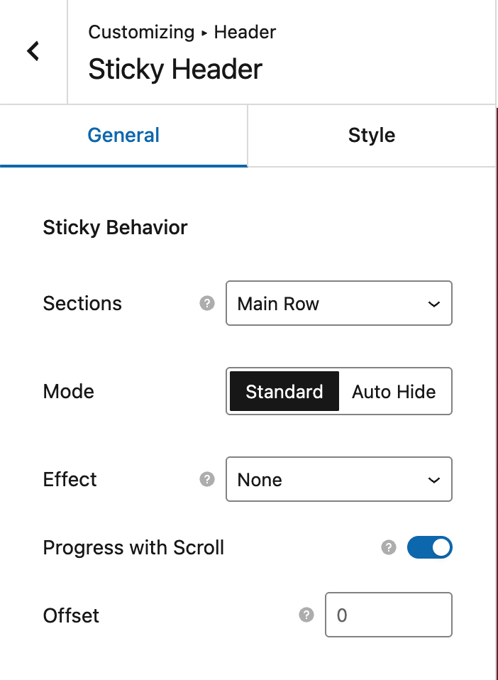 Sticky Beavior options